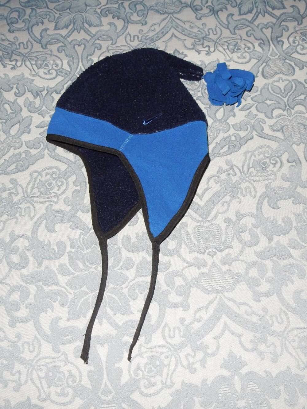 Nike boys kids earflap fleece hat blue trapper One Size EUC!!!
